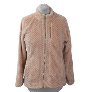 Calvin Klein Womens Textured Zip-Up Fleece Jacket L Polyester Pink